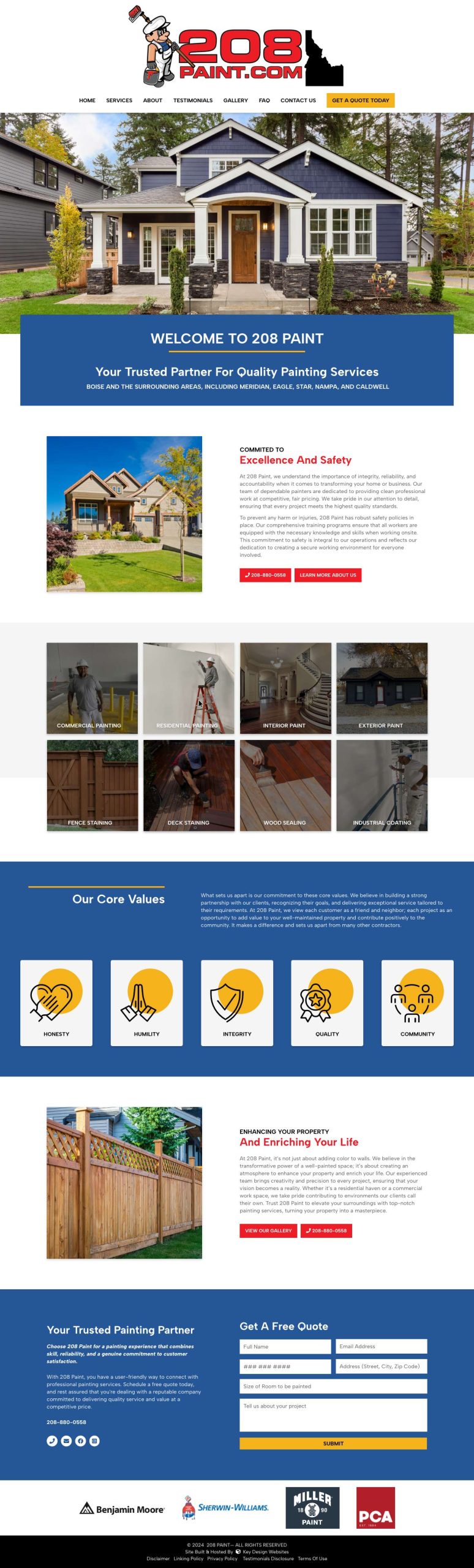 Screenshot of 208 Paint's Website Homepage