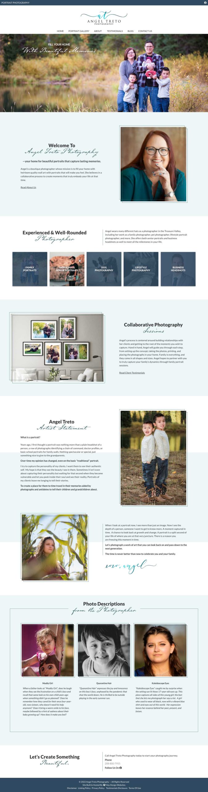 Screenshot of the Angel Treto Photography website homepage.