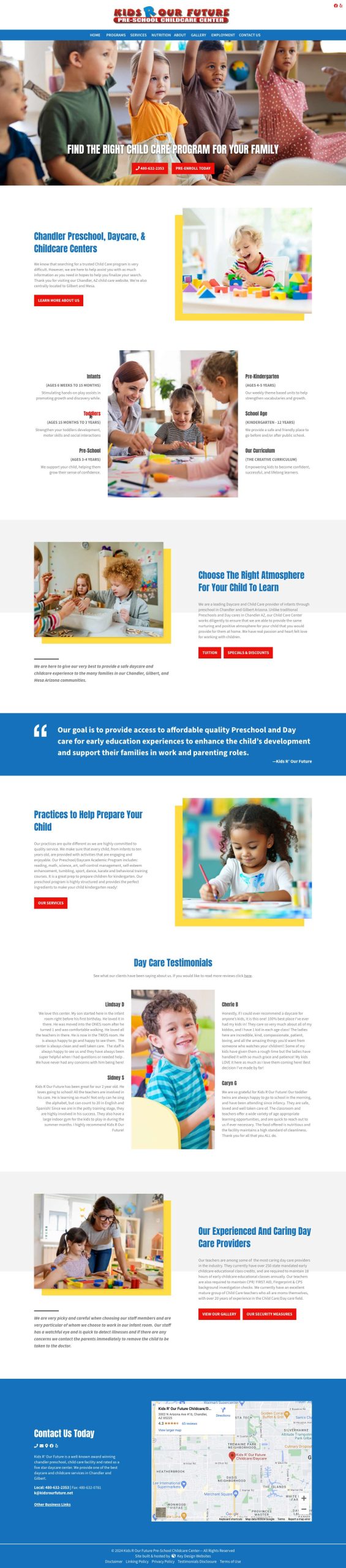 Screenshot of the Kids R Our Future Website Homepage