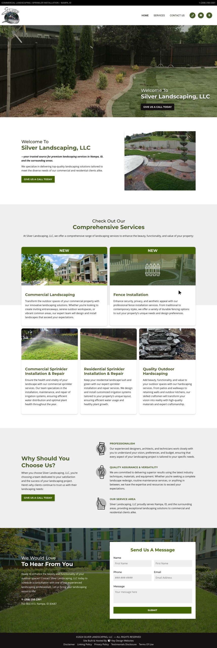 Screenshot of Silver Landscaping's Homepage