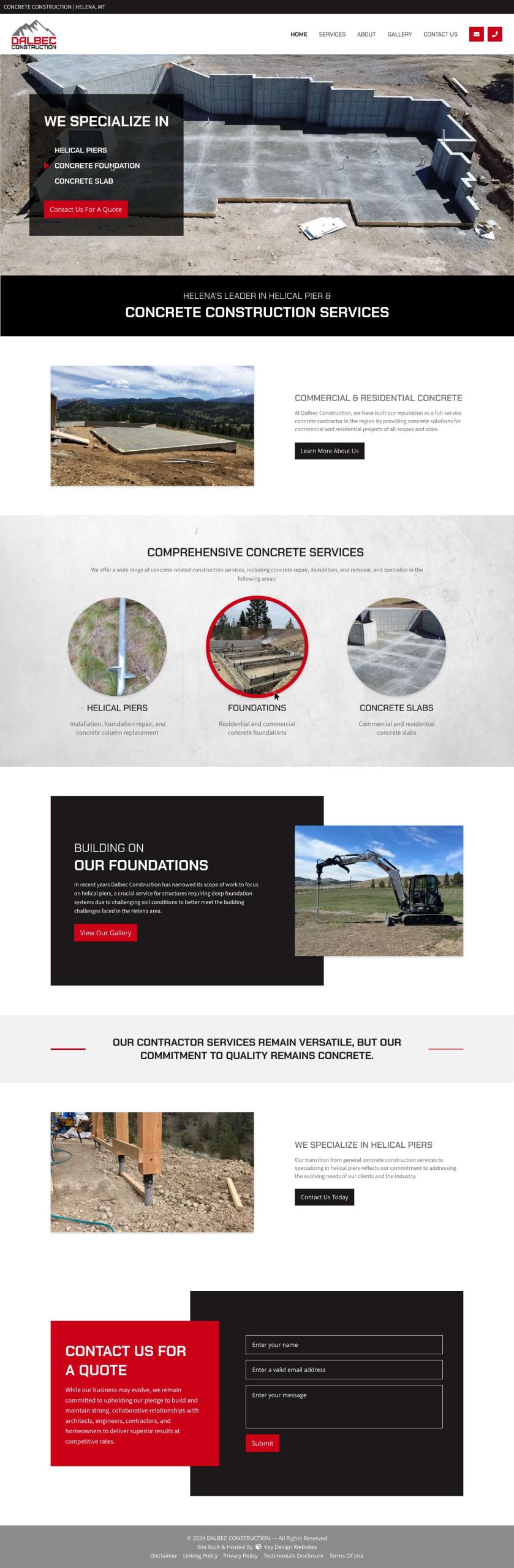 Screenshot of Dalbec Construction's Homepage.